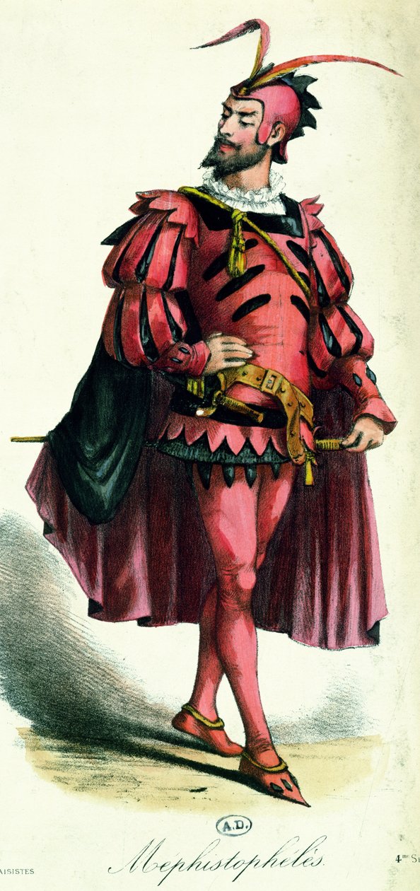Maškarní kostým pro Mefistofela, z LArt du Travestissement od Leona Saluta, 1885 od French School