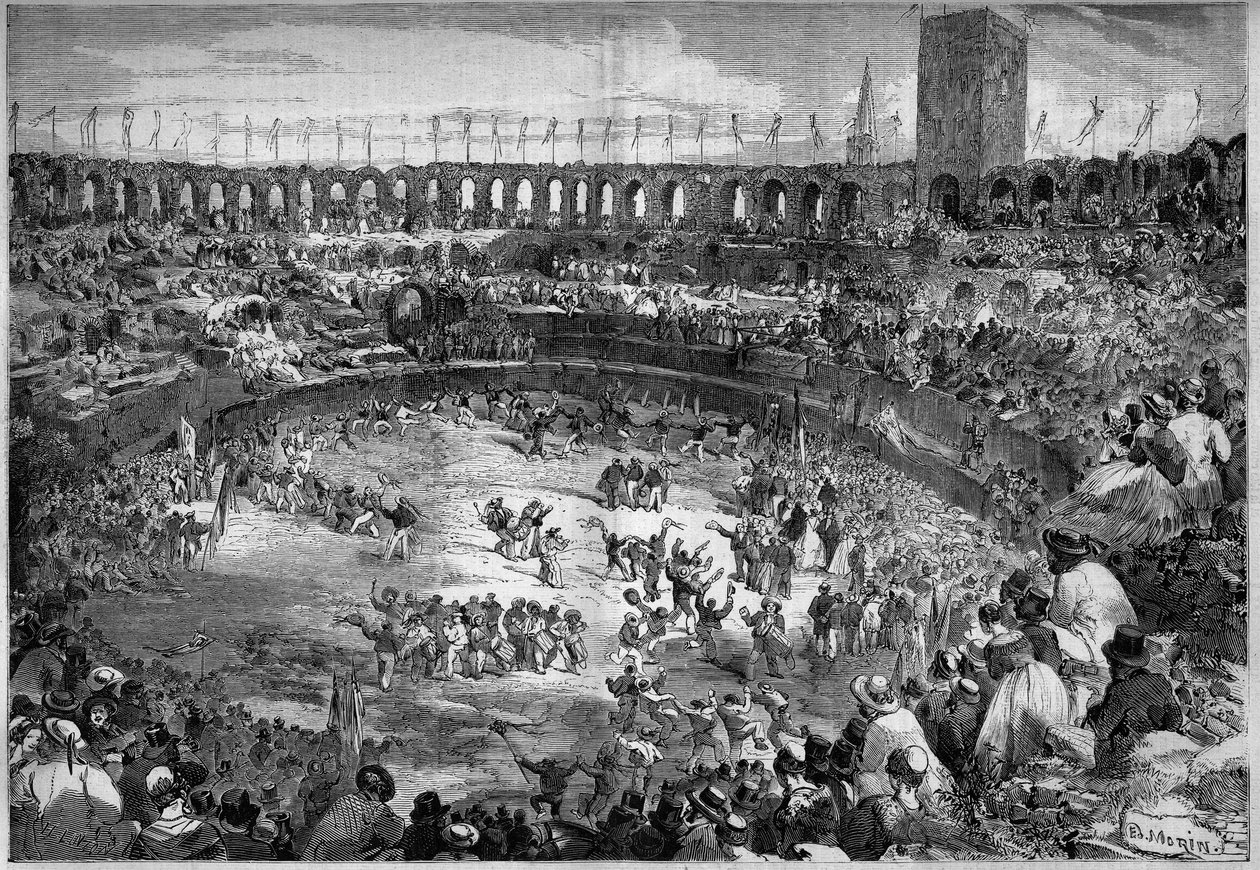 Farandole tančil v aréně Arles (Bouches du Rhone od French School