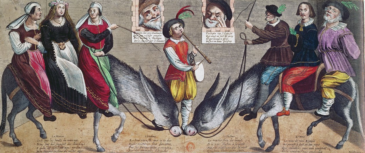 Fraška inscenovaná kolem roku 1600 v divadle Hotel de Bourgogne od French School