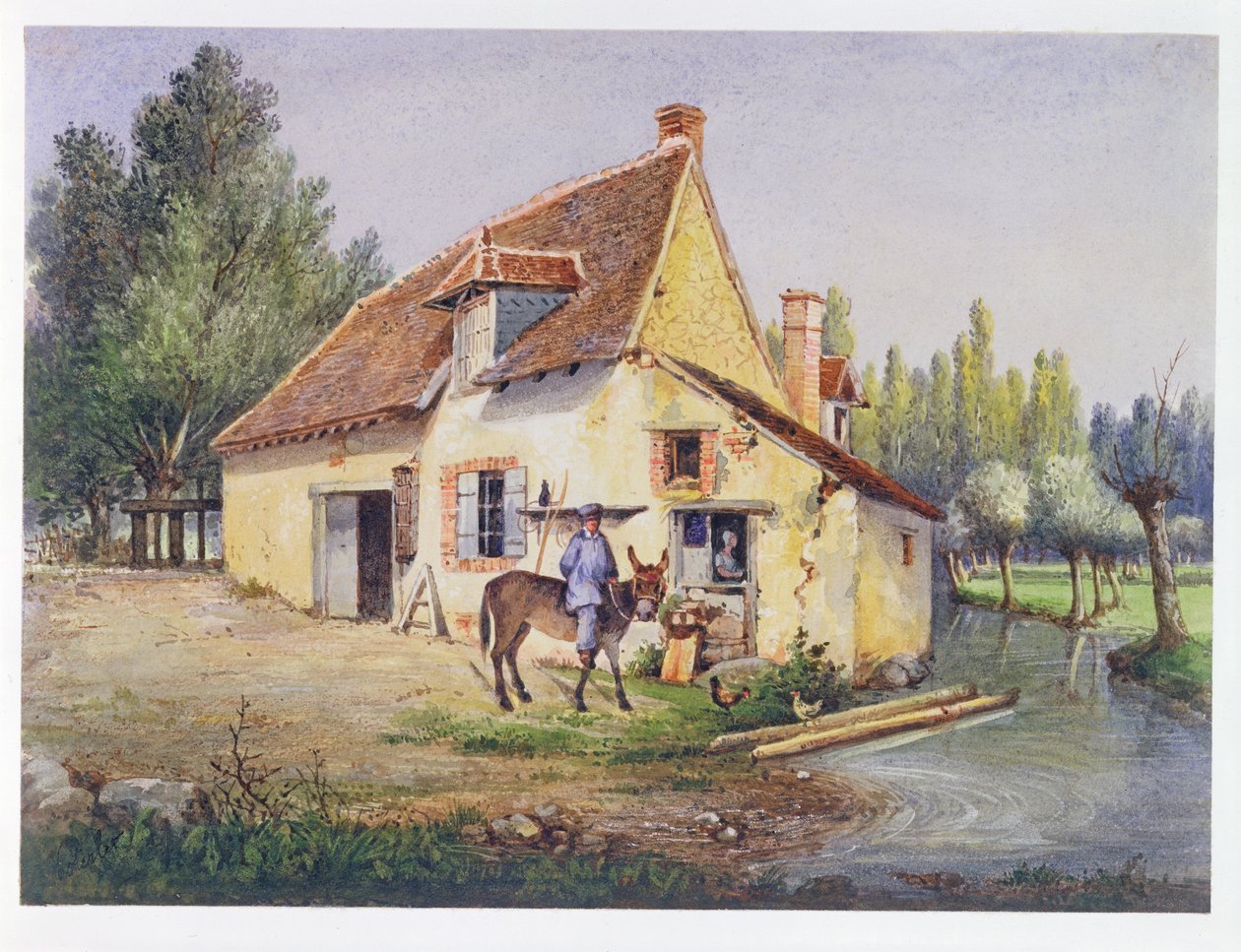 Farma v regionu Epernay, cca 1850 (wc na papíře) od French School