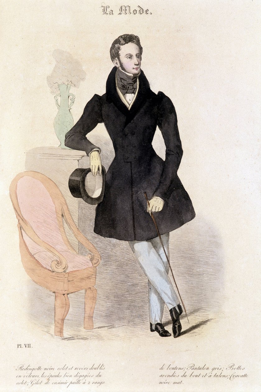 Mužská móda v roce 1829 – v „“Les Modes““ od French School
