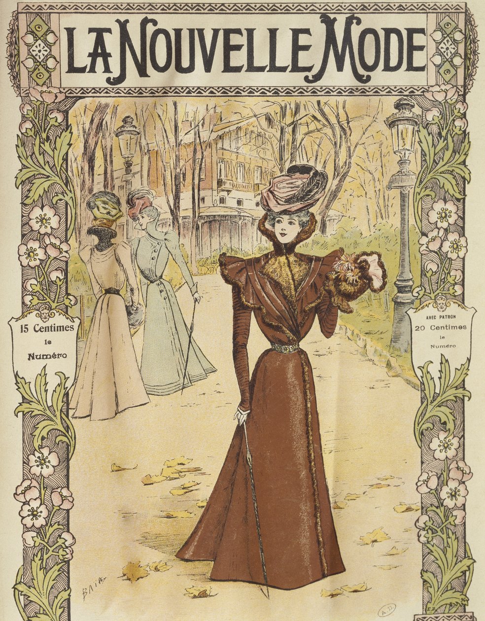 Módní deska, ilustrace na obálce z La Nouvelle Mode, 12. prosince 1897 od French School