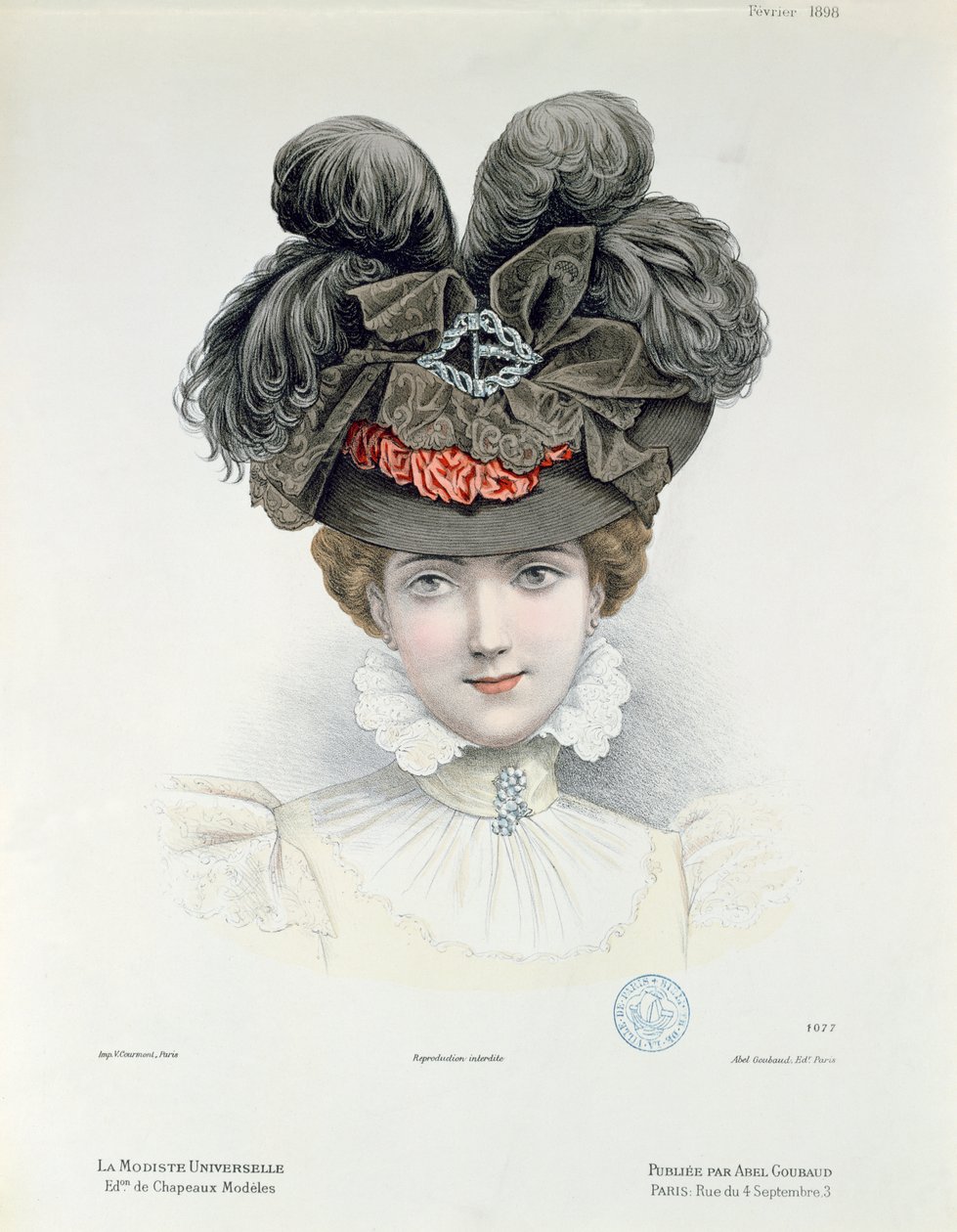 Módní talíř z La Modiste Universelle, únor 1898 od French School