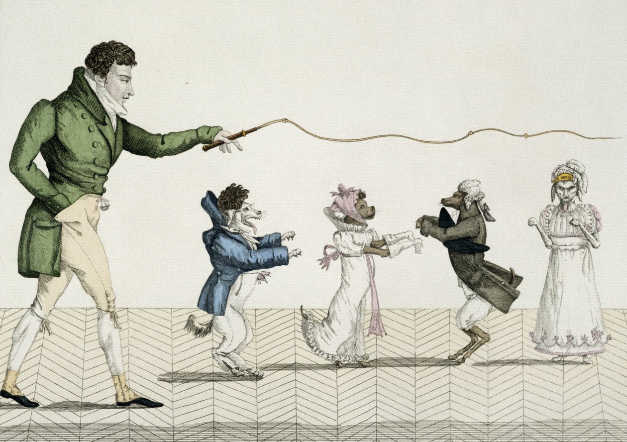 Módní psi, talíř 35 od Le Bon Genre, 1808 od French School
