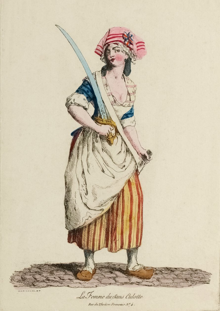 Žena Sans-Culotte, kolem 1792 (rytina) od French School