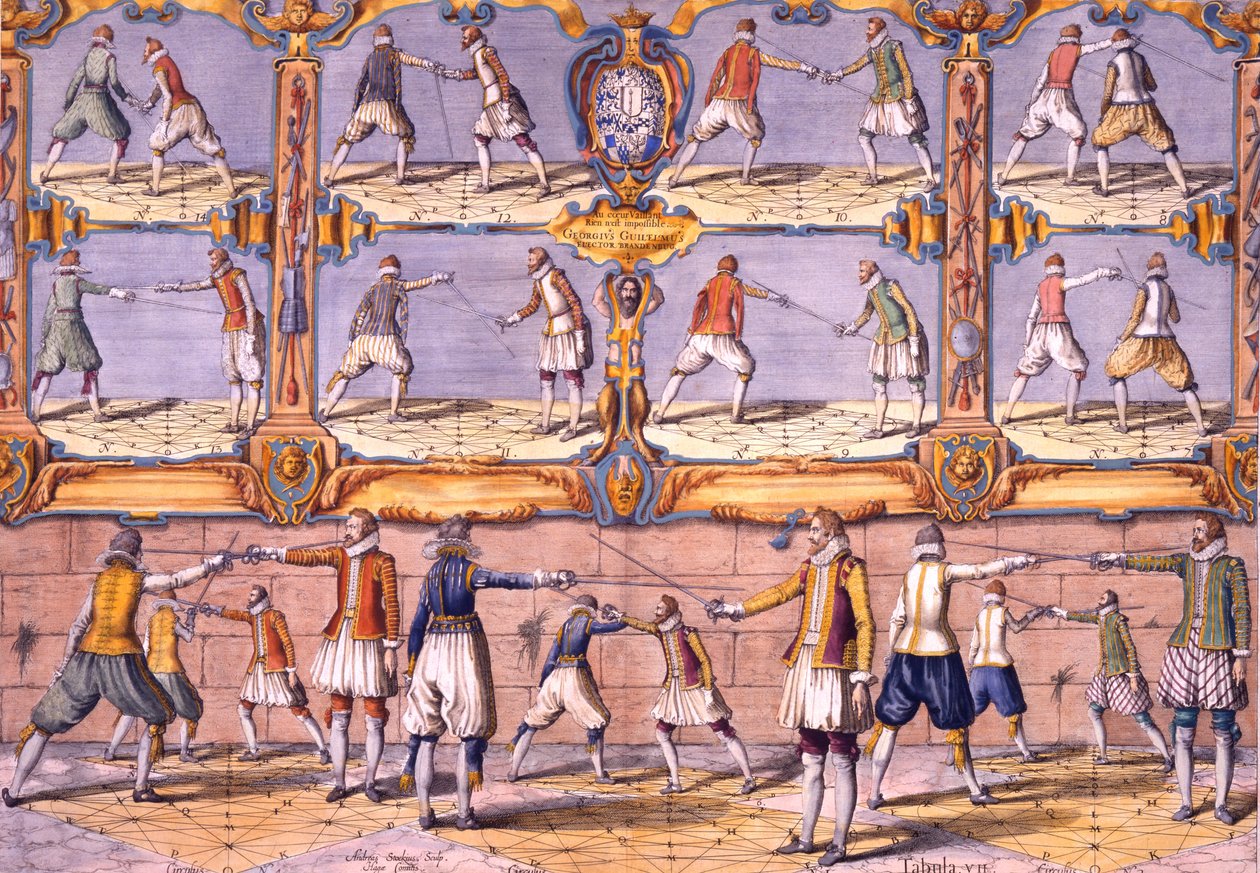 Šerm, z Academie de lEspée od Girarda Thibaulta, vydáno 1630 od French School