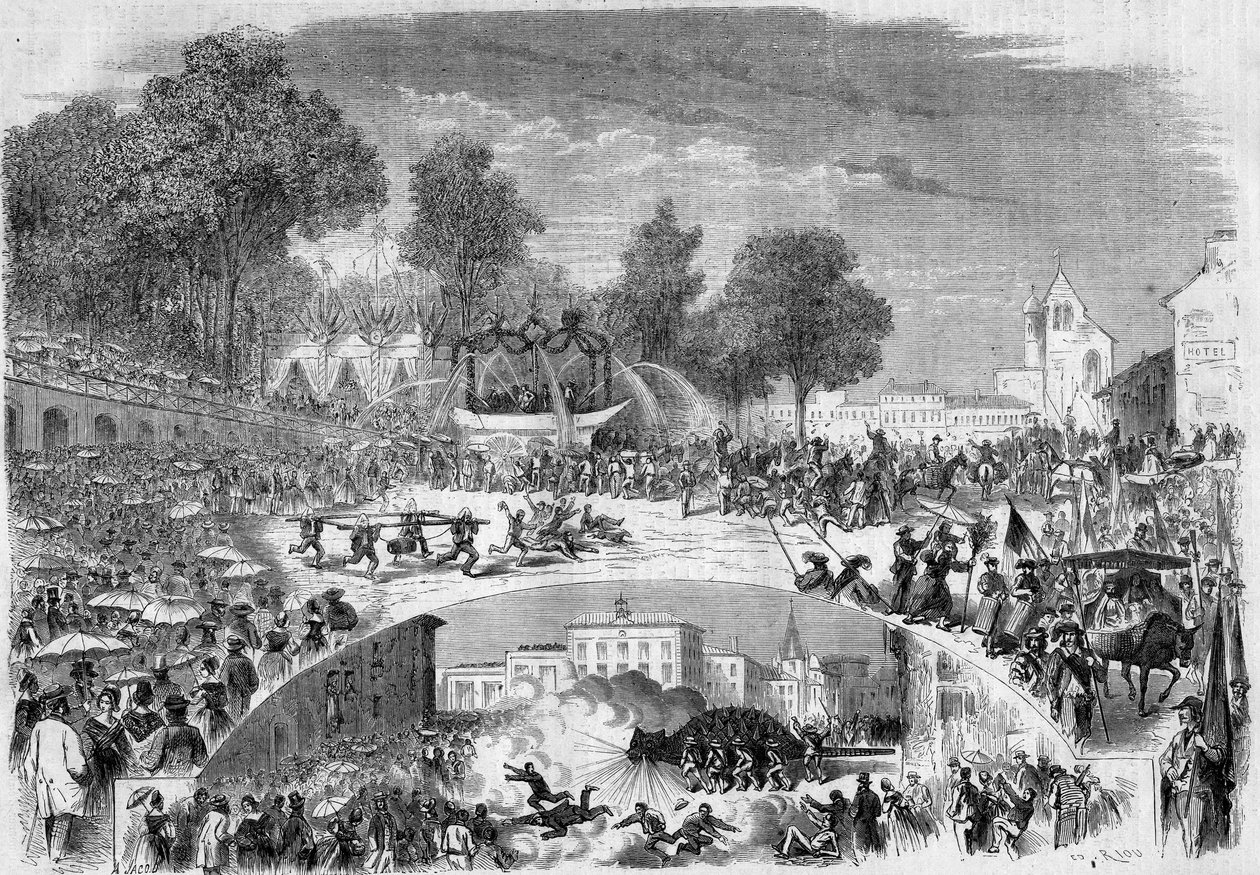 Slavnosti Tarasque v ulicích Tarasconu (Bouches du Rhone od French School