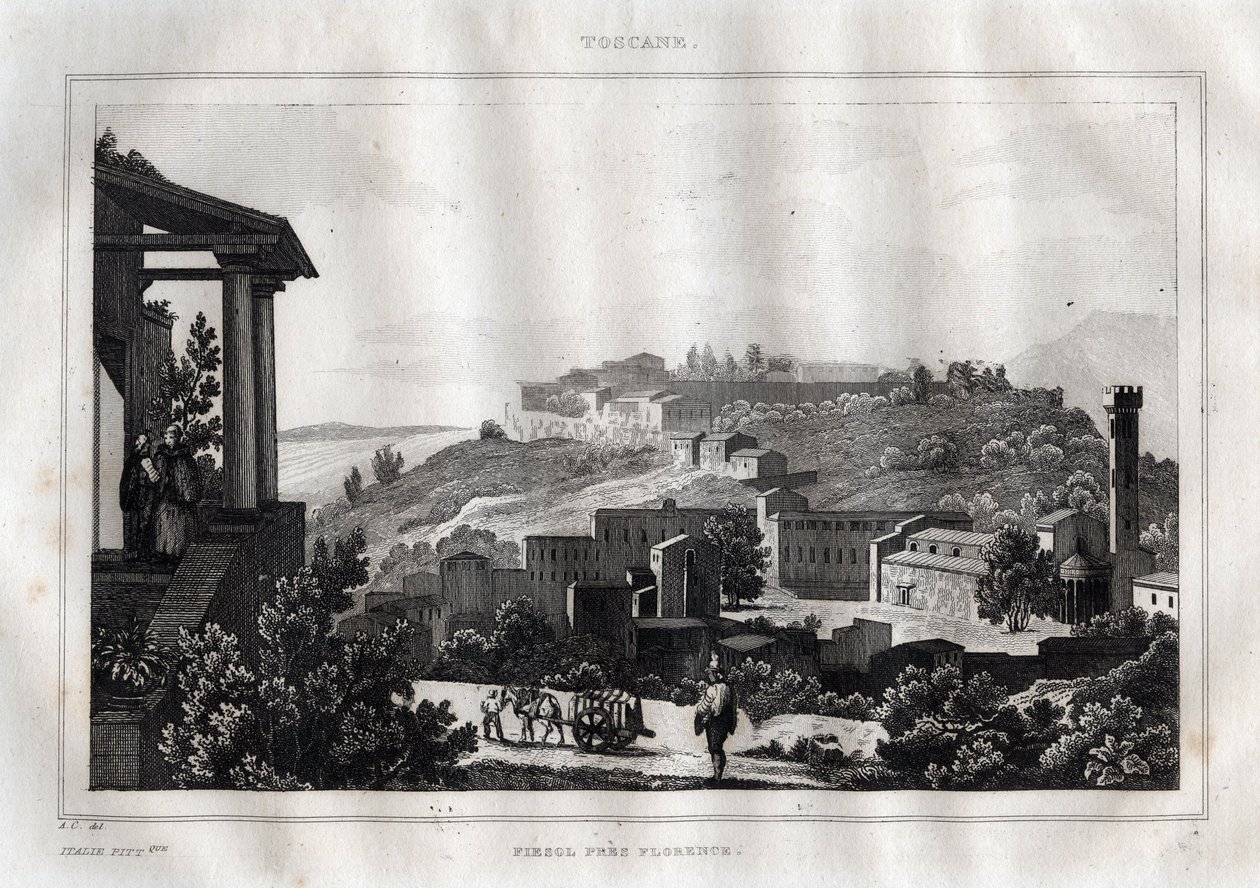 Fiesole -Toskánsko - rytina z “” Malebné Itálie”” od M. de Norvins, Ch. Nodier 1834-1836. od French School