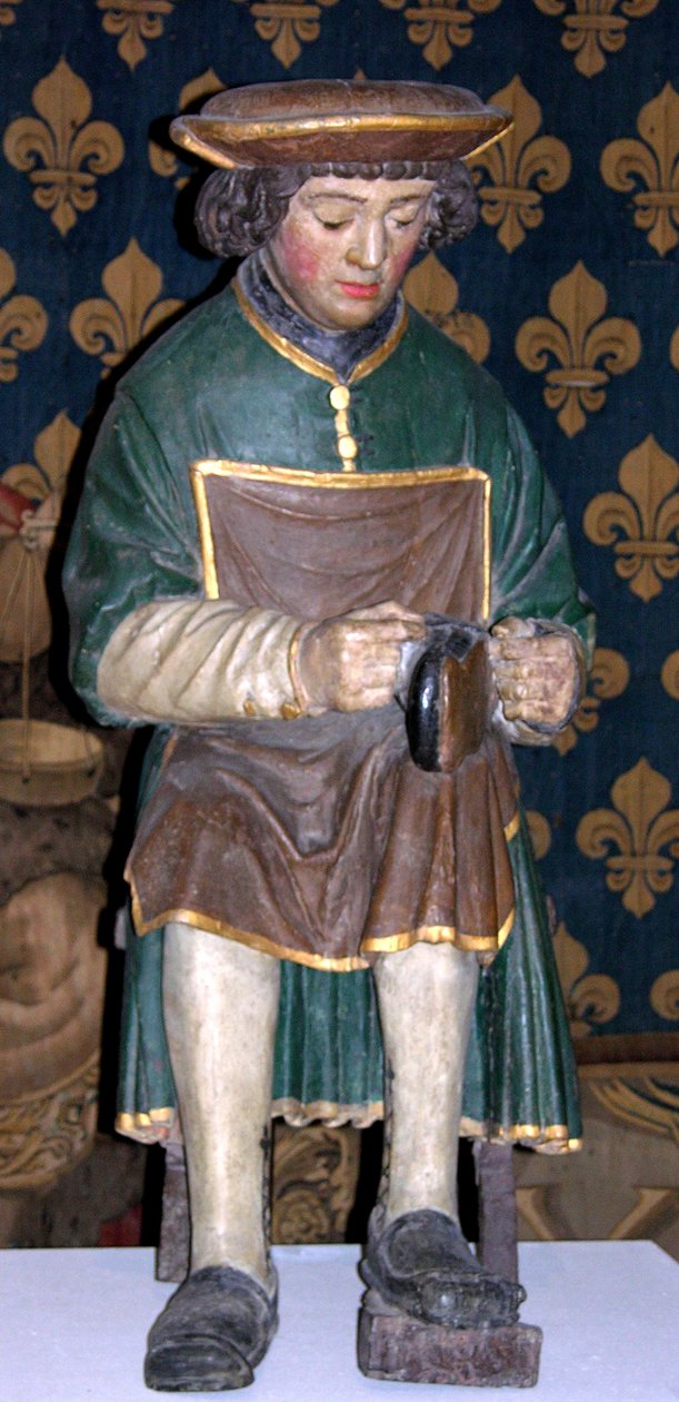 Postava sv. Crispina (polychromované dřevo) od French School