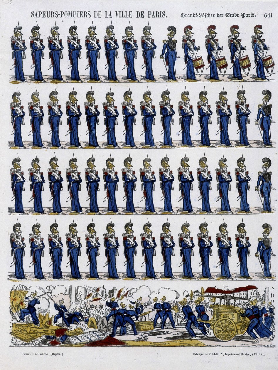 Hasiči města Paříže - Obrázek Epinal, circa 1852 od French School