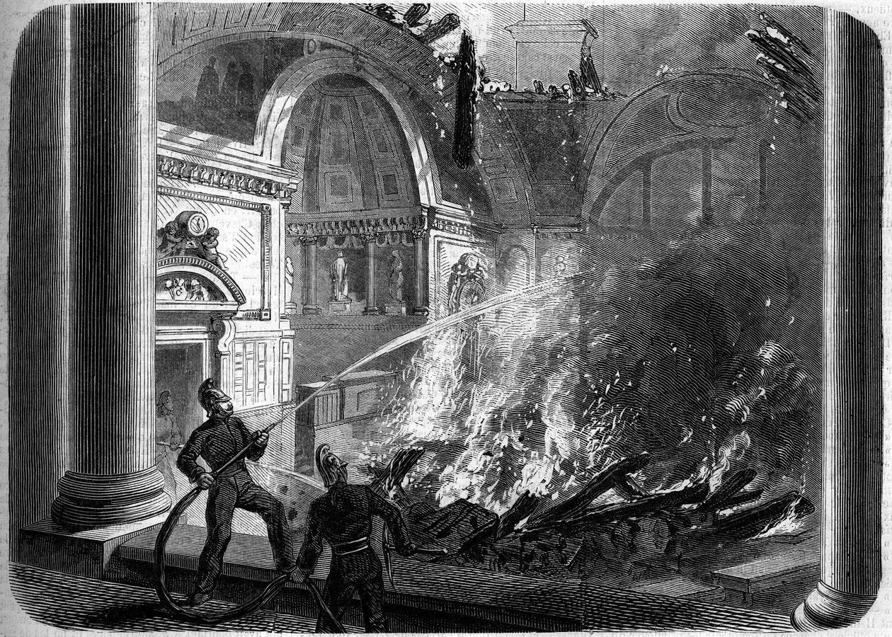 Požár komory Senátu, Palais du Luxembourg, Paříž, 27. října od French School