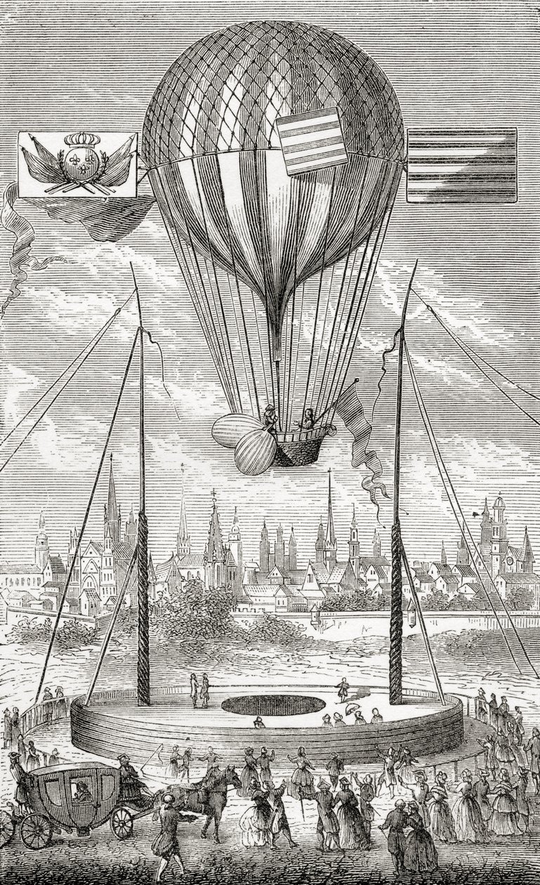 První let s řiditelným balónem z Dijonu, 12. června 1784, z 