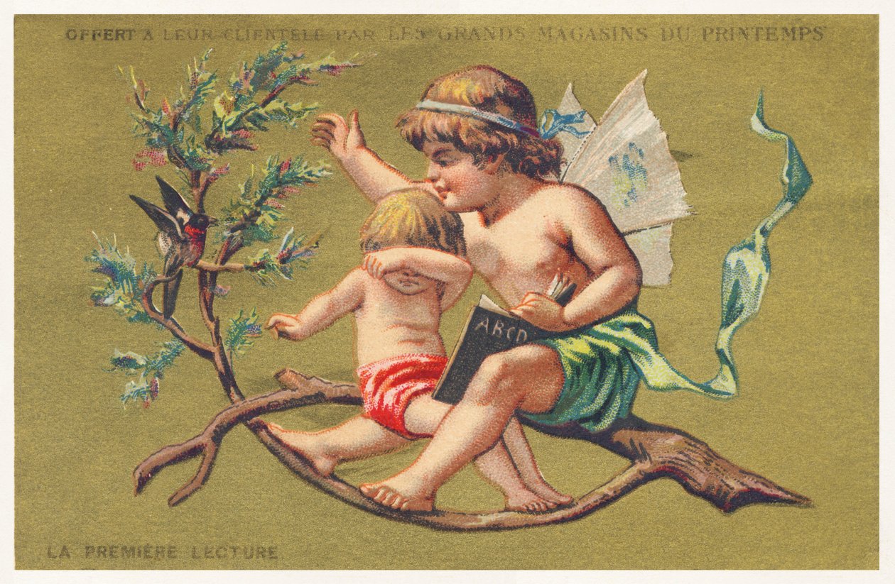 První čtení, konec 19. století (chromo) od French School