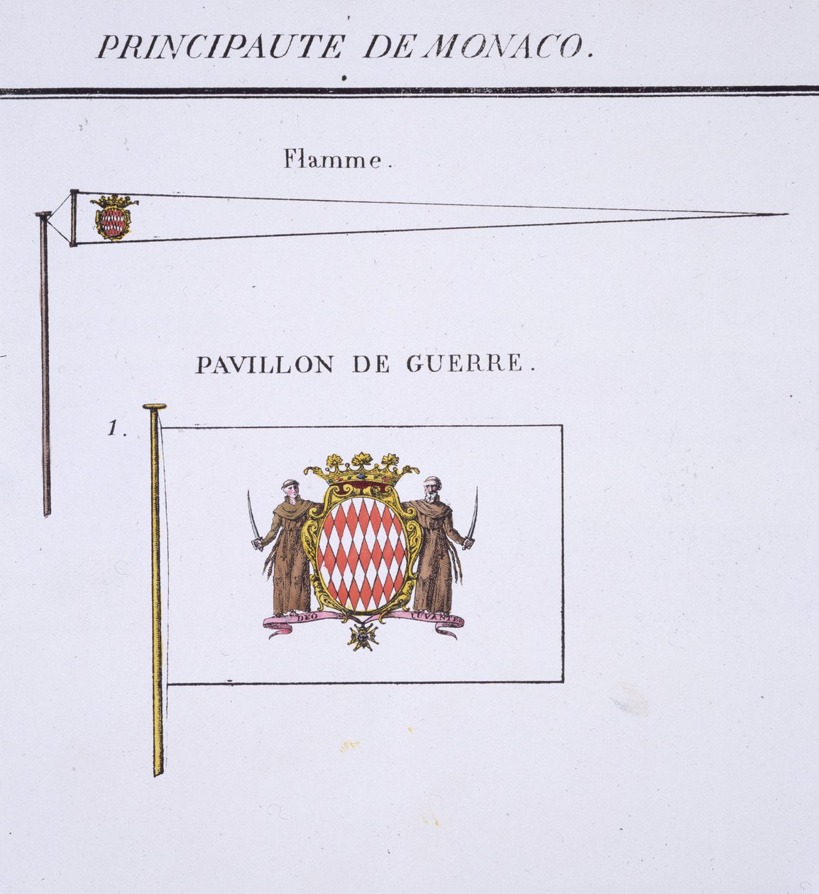 Vlajky Monaka, z francouzské knihy vlajek, cca 1819 od French School
