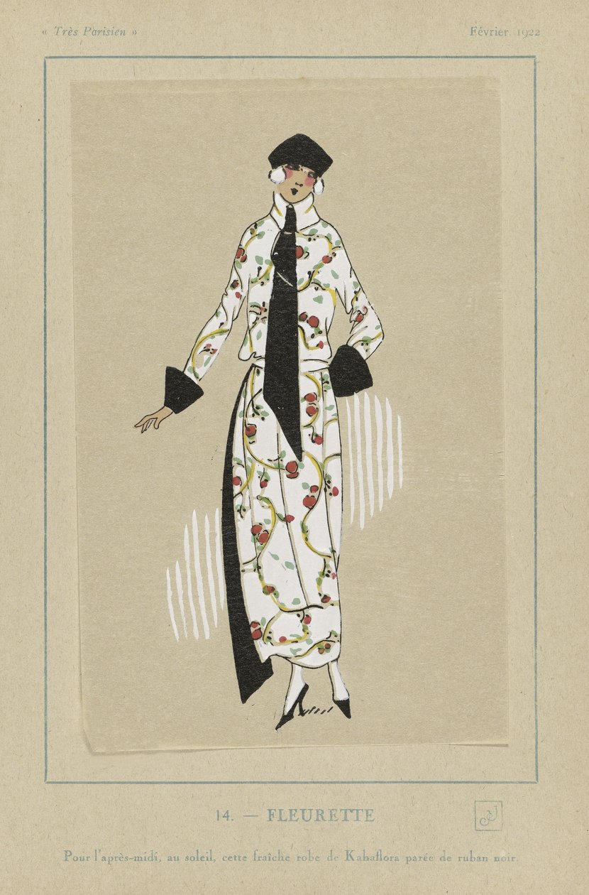 Fleurette, z knihy Tres Parisiens, pub. 1922 (šablonový tisk) od French School