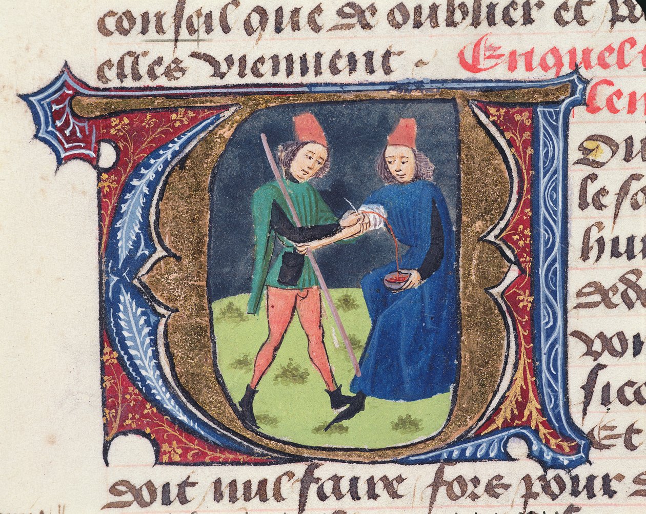 Fol.19r Bloodletting, z Traite de Medecine od Aldebrande de Florence, 1356 od French School