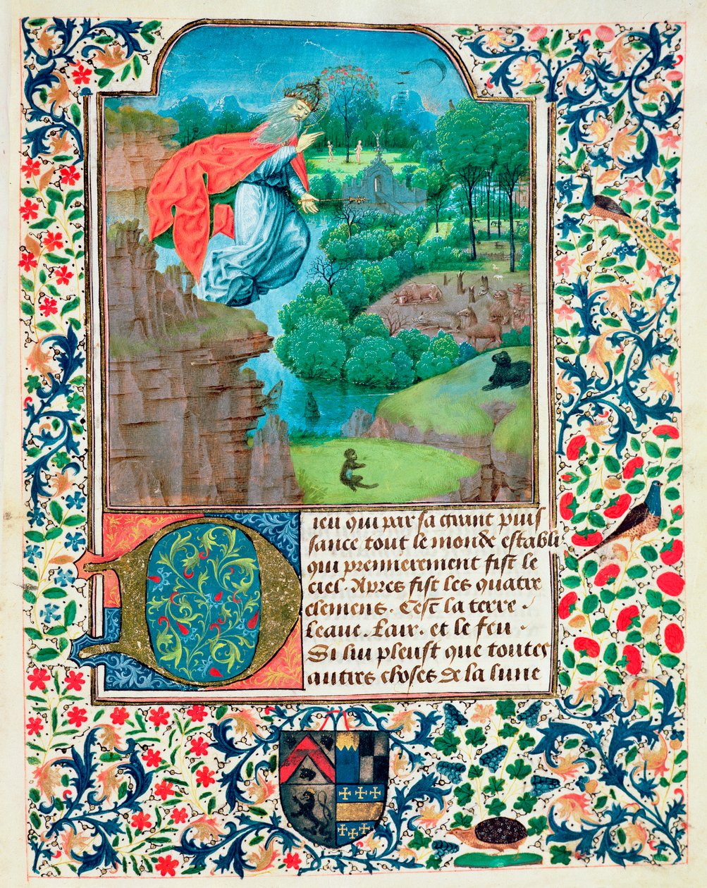 Fol.1 Stvoření světa, z Traite de Mediecine od Aldebrande de Florence, 1356 od French School