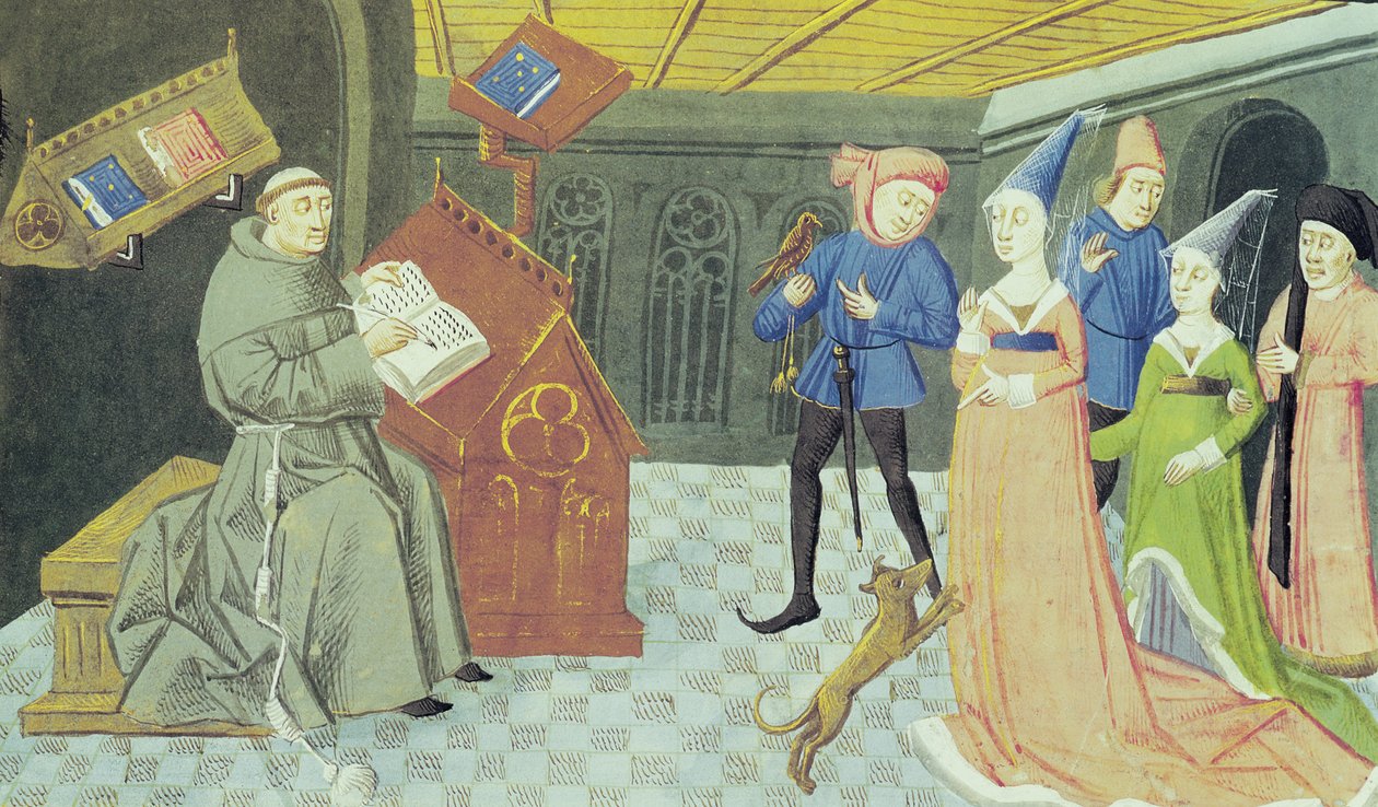 Fol.79r Carlo Marsuppini († 1453) ilustrace z Controversia de Nobilitate od Buonaccorso da Montemagno od French School