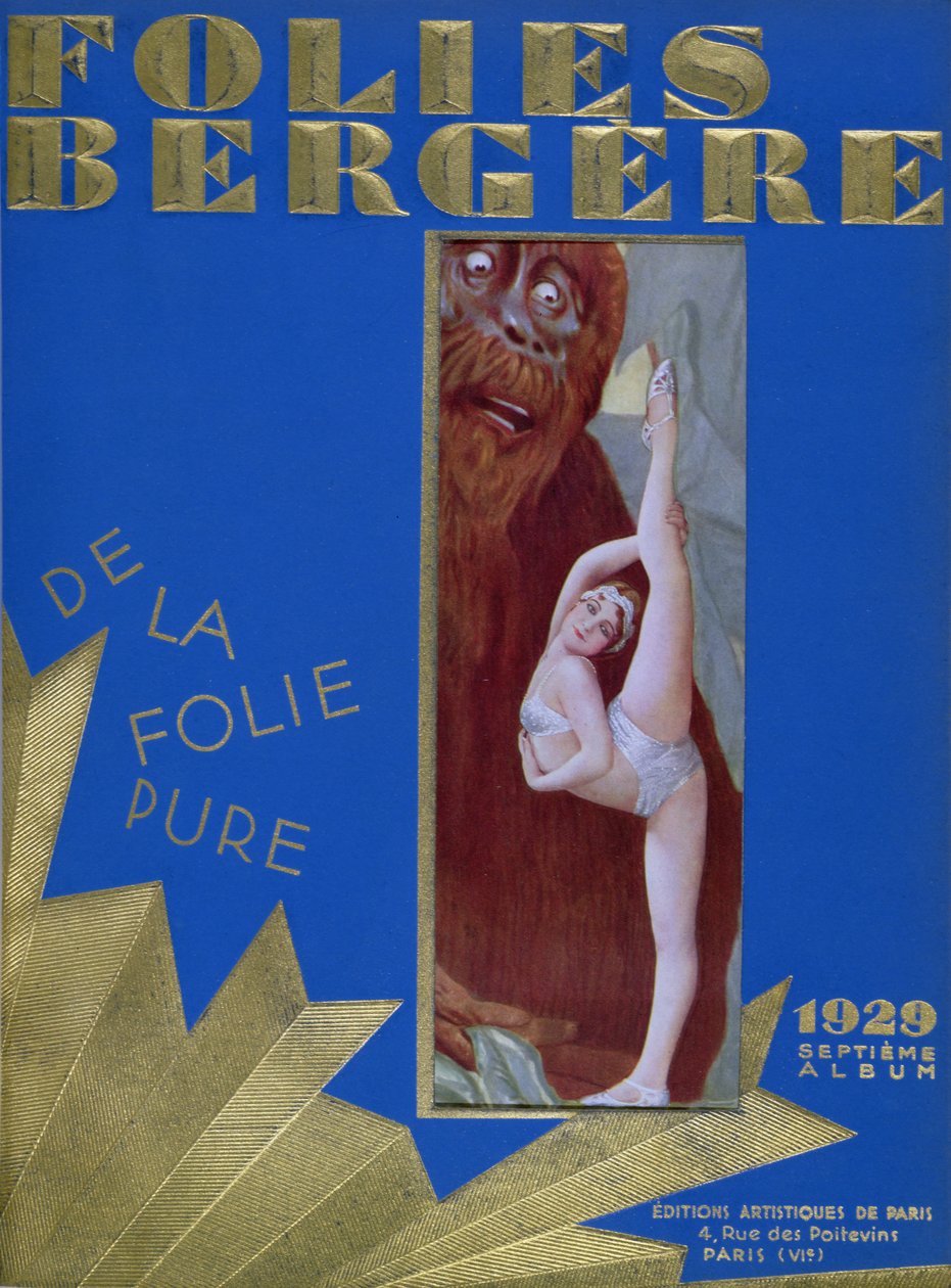 Folies Bergere Program revue De la Folie Pure inspirované filmem King Kong s Glennem Ellynem v hlavní roli, 1929 od French School