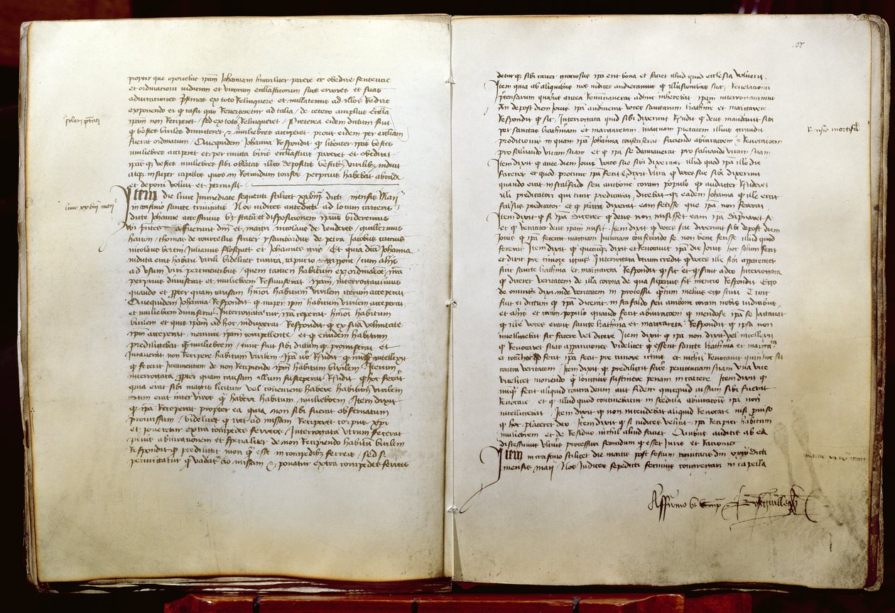 Folio 108 z The Trial of Relapse of Johanka z Arku, 28. května 1431 od French School