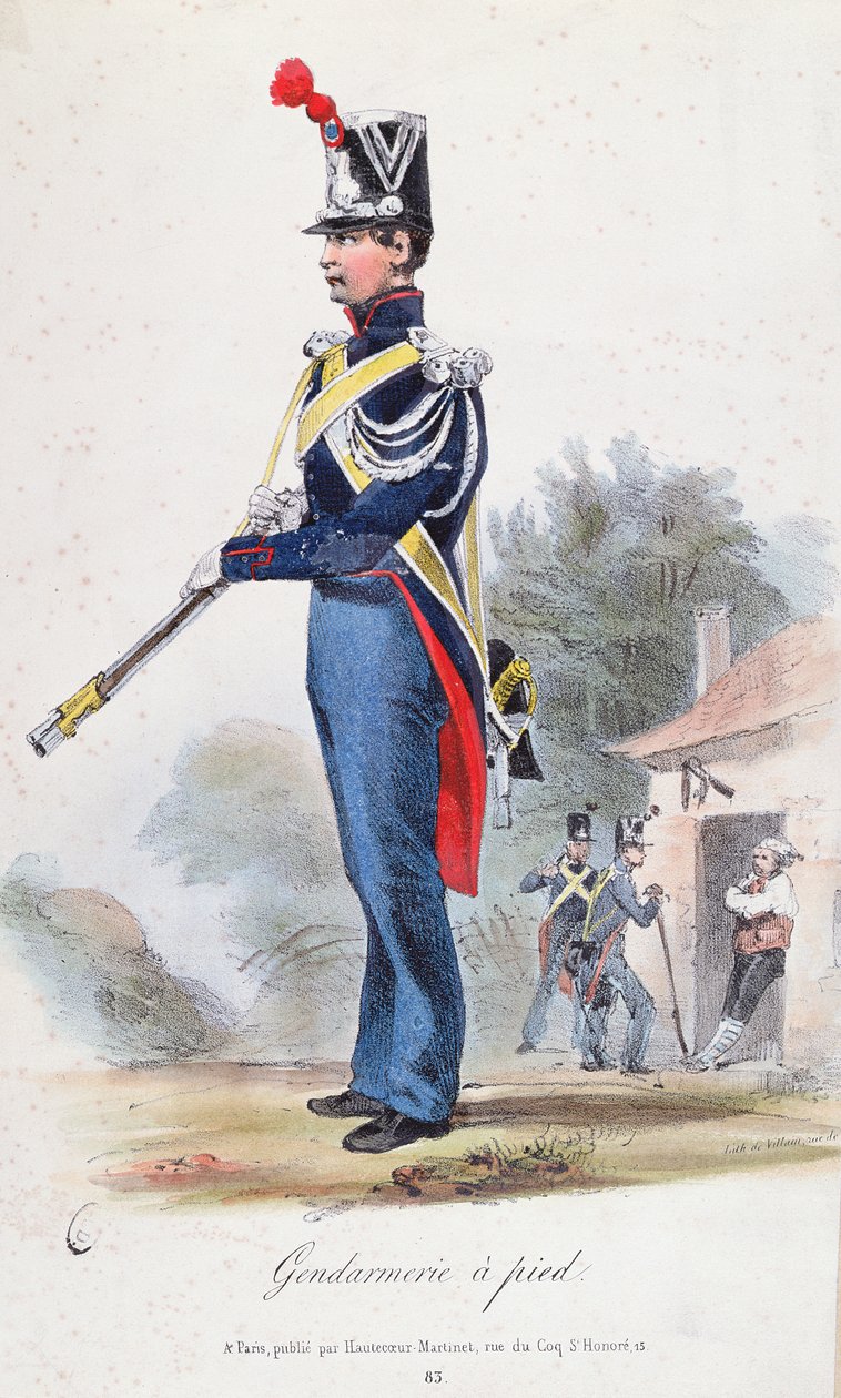Foot Gendarme, vyryto Villainem, kolem roku 1830 od French School