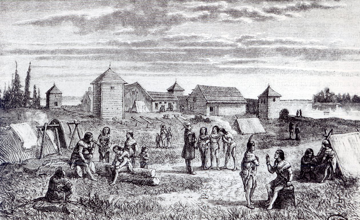 Fort Youkon, obchodní stanice společnosti Hudson Bay, 19. století od French School