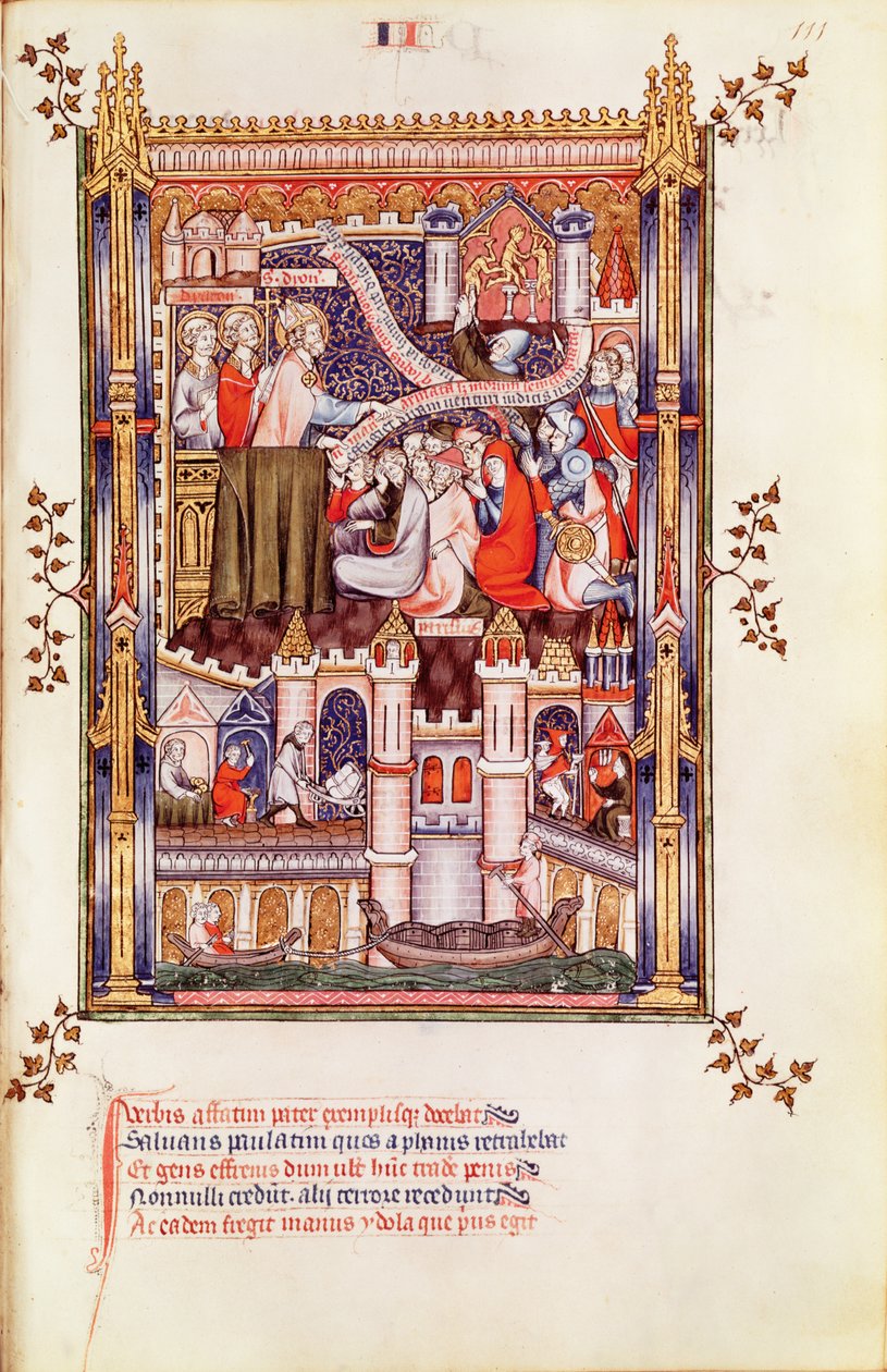 Fr 2091 fol.111 St. Denis kázání Pařížanům, kteří lámou své pohanské modly, z Vie de St. Denis, 1317 od French School