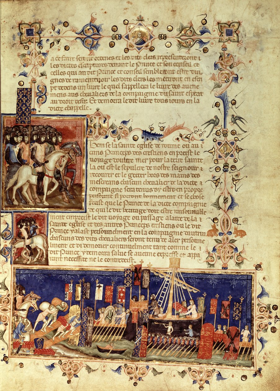 Fr 4274 fol.6 Odjezd na křížové výpravy, 1352 od French School