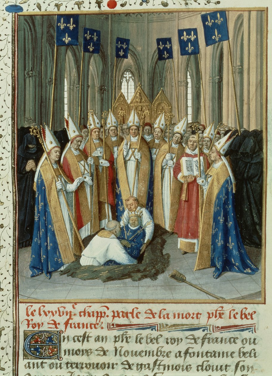 Fr 6465 f.323 Pohřeb Filipa Le Bela (1268-1314) v Saint Denis od French School