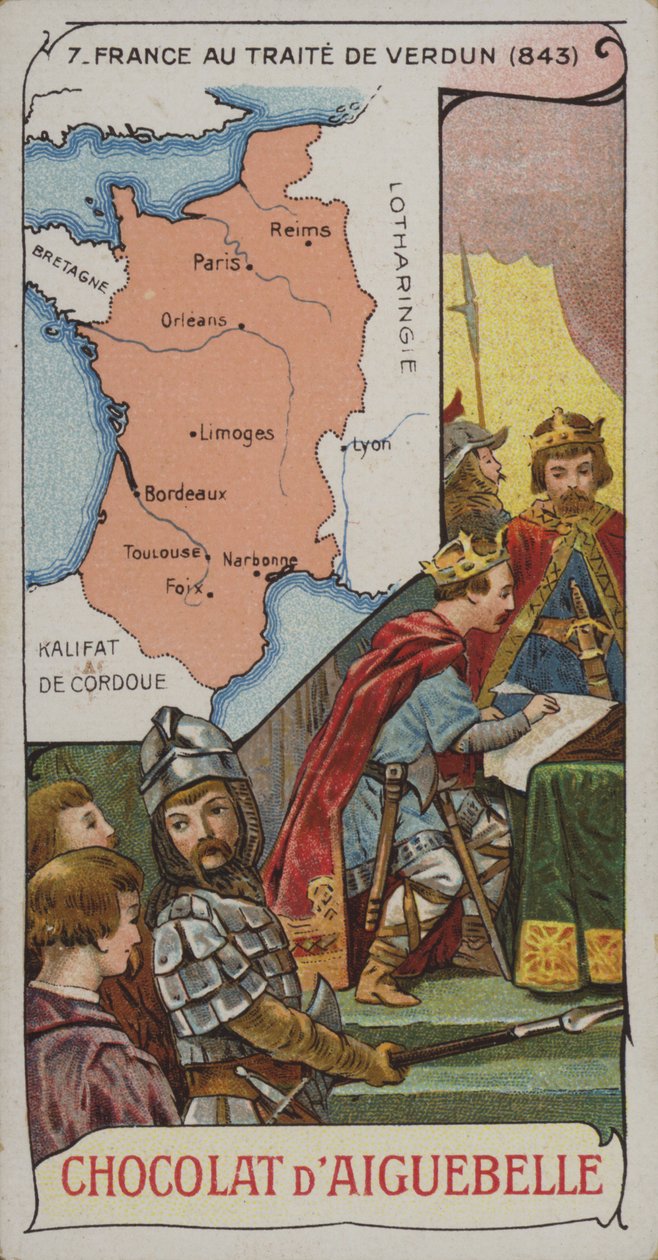 Francie v době Verdunské smlouvy, 843 (chromolit) od French School