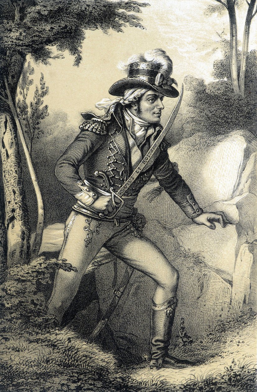 Francois-Athanase de Charette de la Contrie (Francois Athanase) (1763-1796) - v „Galerie historique de la Revolution francaise““ od Alberta? Maurin od French School