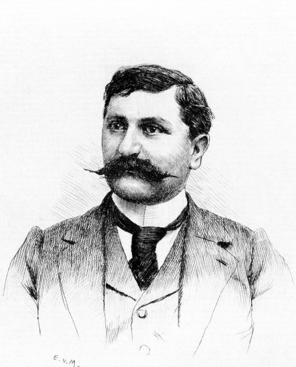 Francois DE NION (1856-1923), ranskalainen kirjailija ja näytelmäkirjailija. Piirustus: Everet Louis Van Muyden (1853-1922). Kaiverrus 1900 od French School