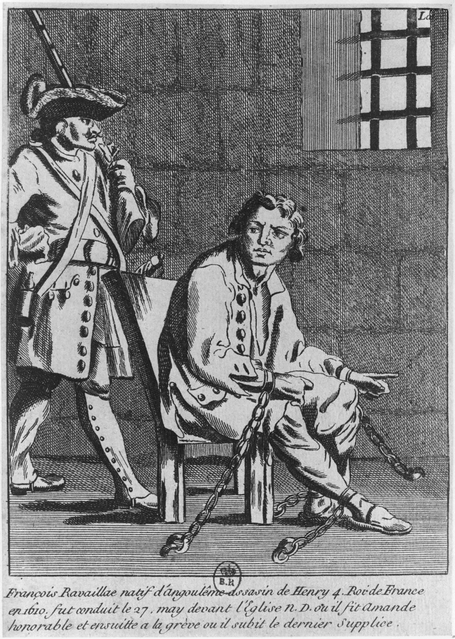 Francois Ravaillac, vrah krále Jindřicha IV., ve vězení od French School