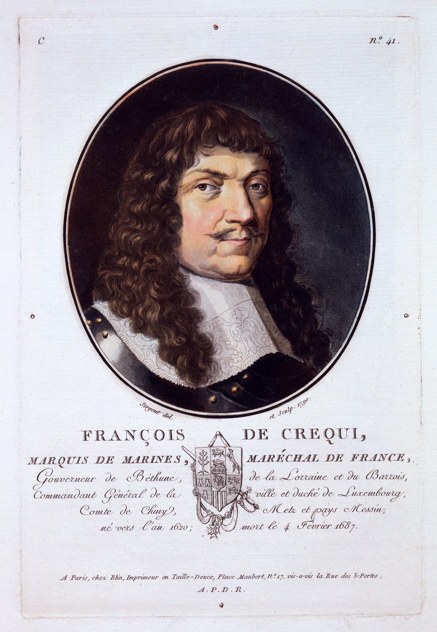 Francois de Crequi, markýz de Marines, z Portréty velkých mužů, slavných žen a nezapomenutelných předmětů Francie, publikované 1787-92 od French School