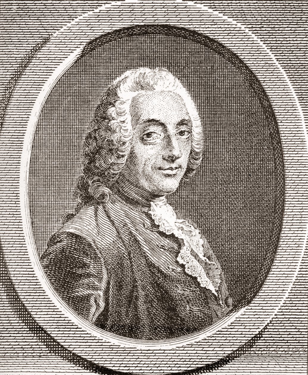 François-Augustin de Paradis de Moncrif, 1687-1770. Francouzský spisovatel a básník. Z Les Heures Libres vydané v roce 1908. od French School