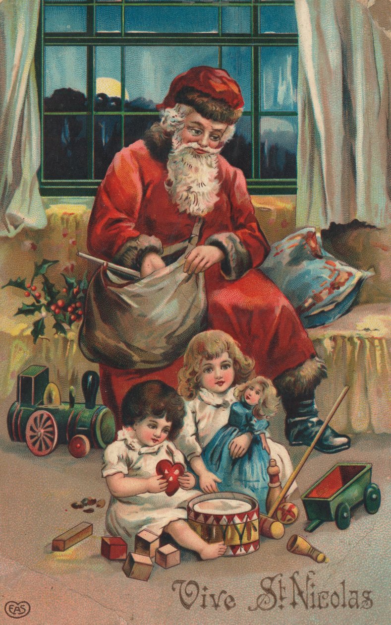 Francouzské vánoční přání (barevná litografie) od French School