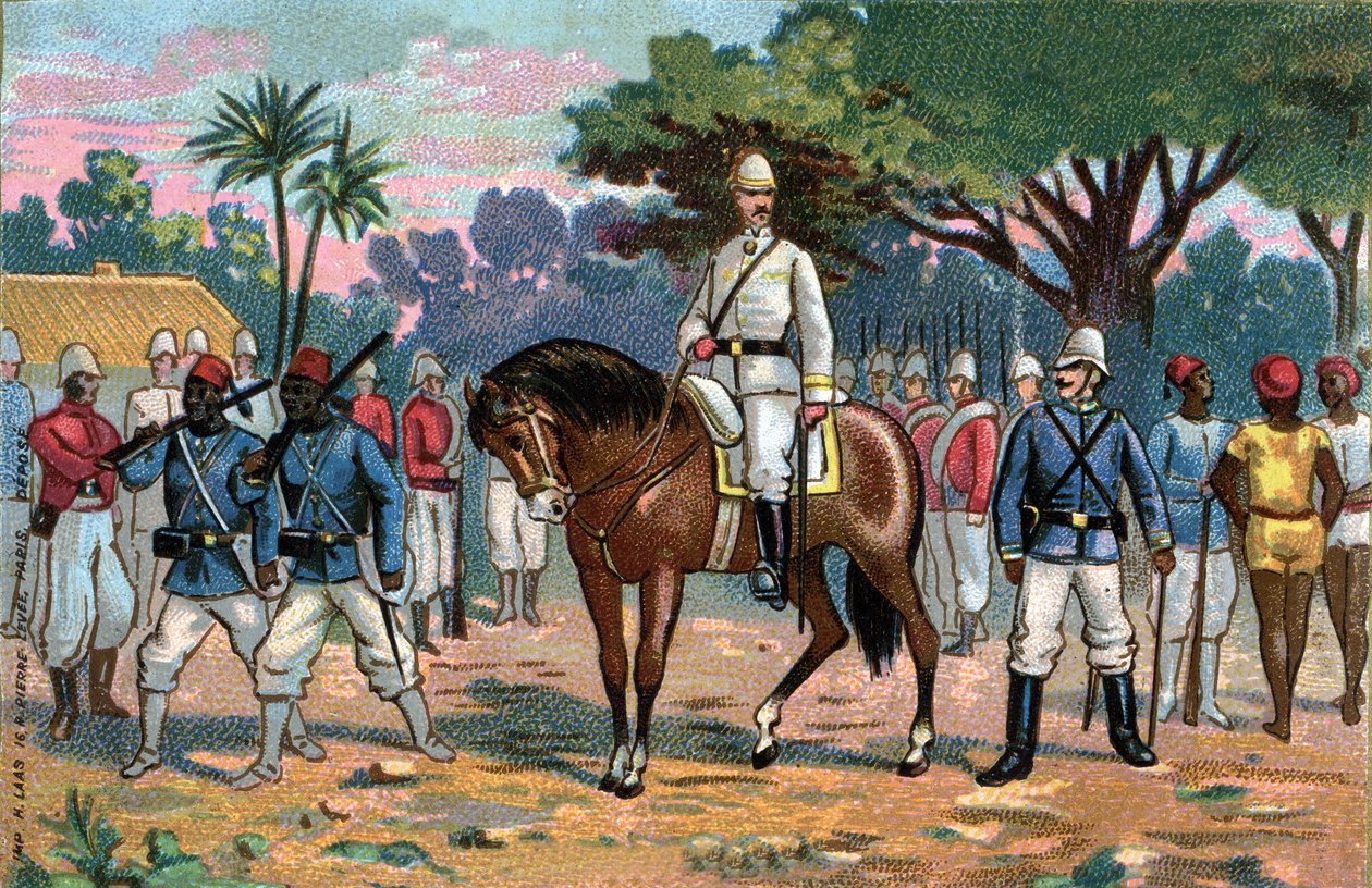 Francouzská expedice do Dahomey: Francouzský generál Alfred Amedee Dodds (1842-1922) do Beninu (Dahomey) v roce 1892. od French School