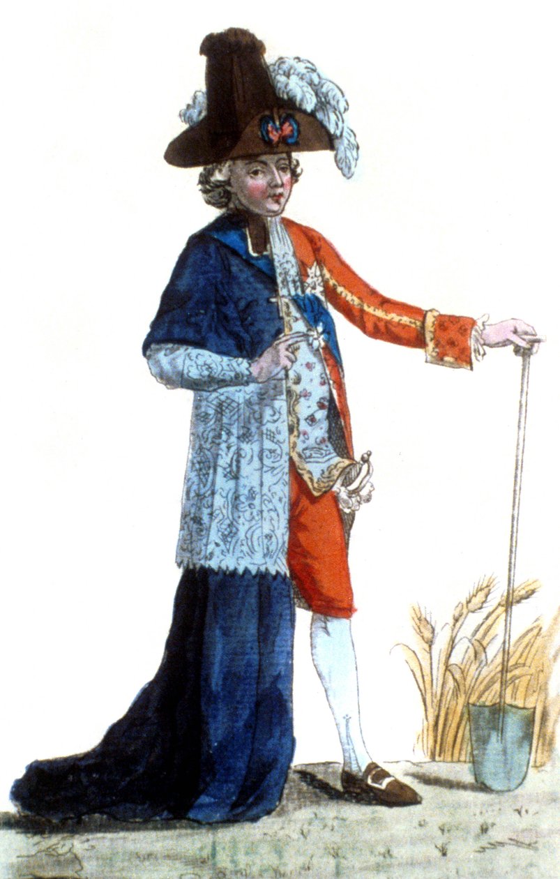 Francouzská revoluce: Muž na sobě část šatů... Francouzská škola od French School
