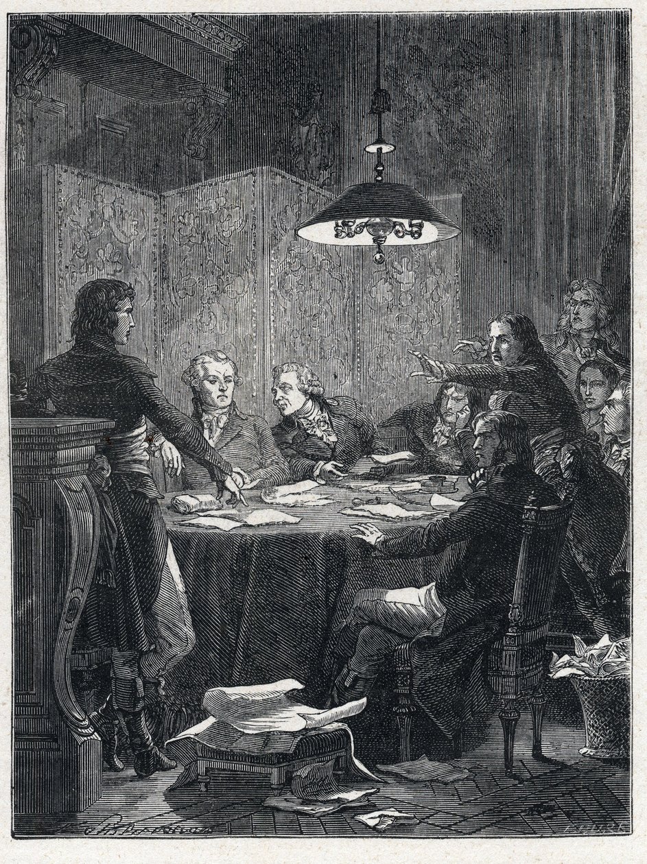 Francouzská revoluce: Zasedání Výboru veřejné spásy, revoluční vlády zřízené Národním shromážděním v roce 1793. od French School