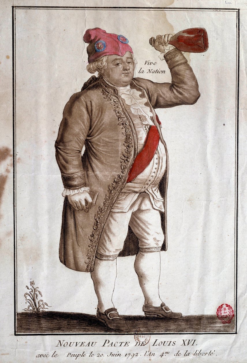 Francouzská revoluce: „“ Nová smlouva Ludvíka XVI. s národem (20/06/1792)““ Anonymní rytina z 18. století. Paříž, Knihovna Arsenalu od French School