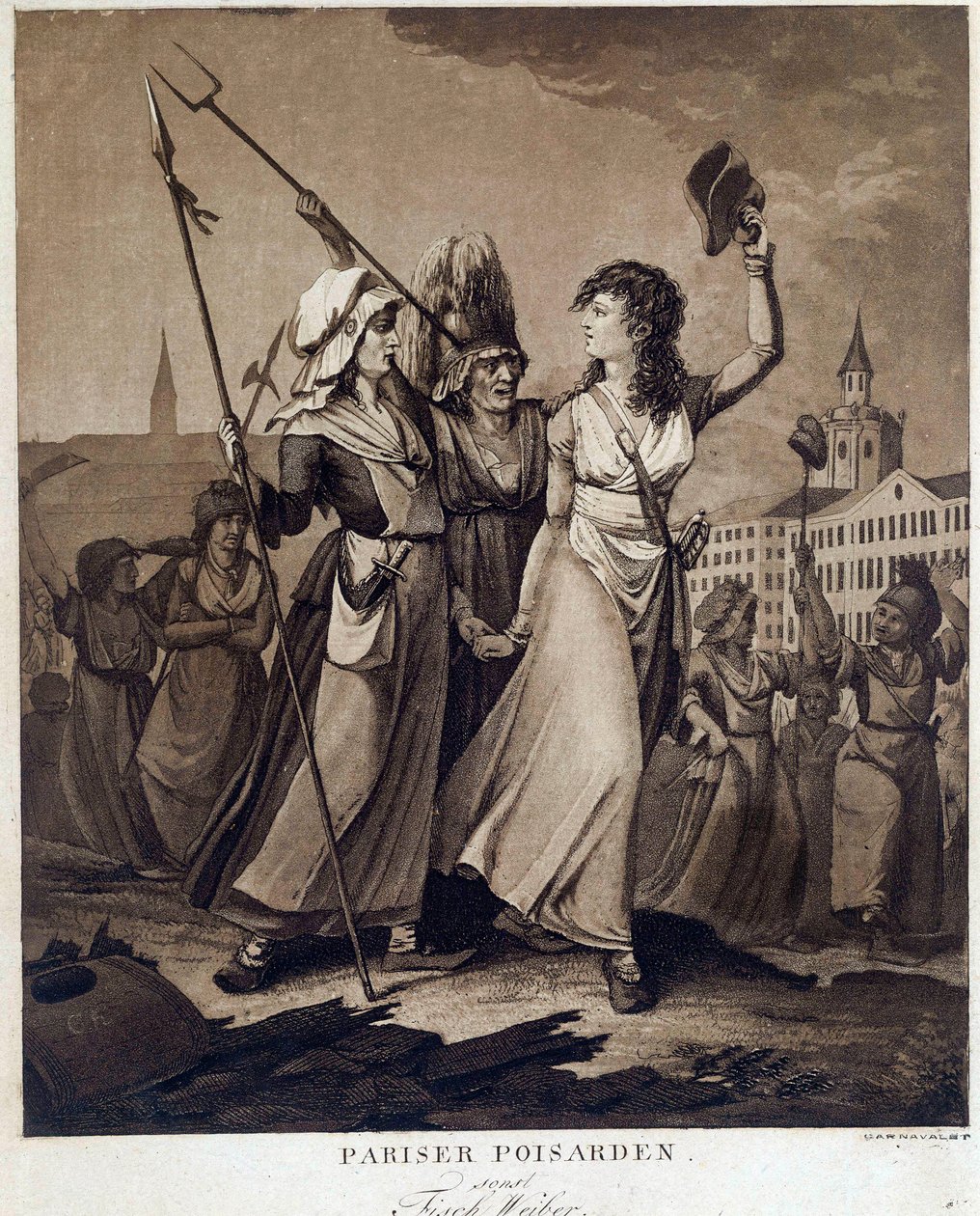Francouzská revoluce: “” Parisian poissardes”” Tisk kolem roku 1789 Paříž, Musee Carnavalet od French School