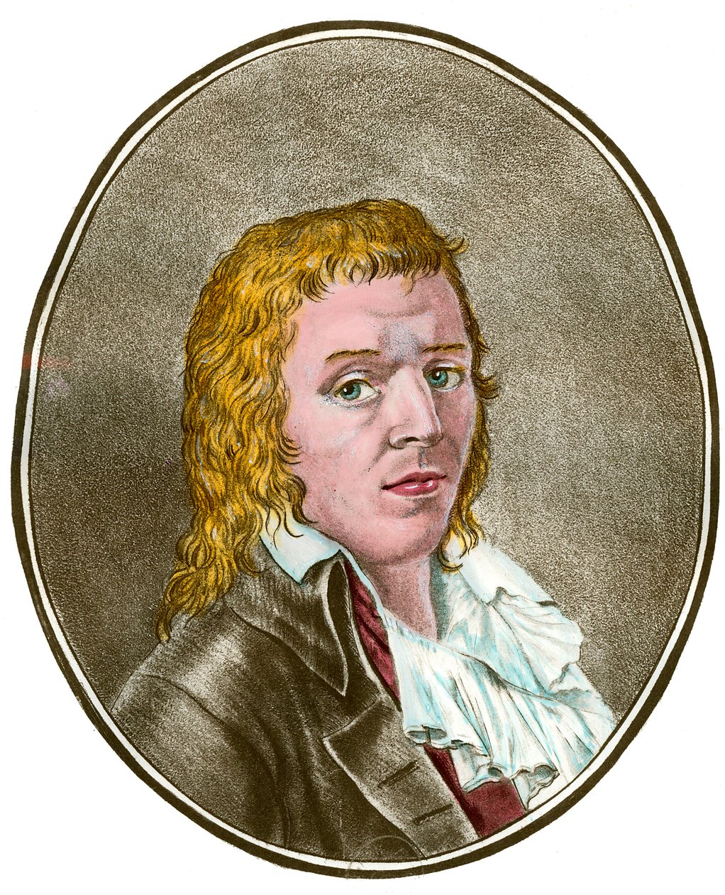 Francouzská revoluce: „“ Portrét Francoise Babeufa dit Gracchuse (1760-1797) revolucionáře““ Rytina soukromé sbírky z 18. století od French School