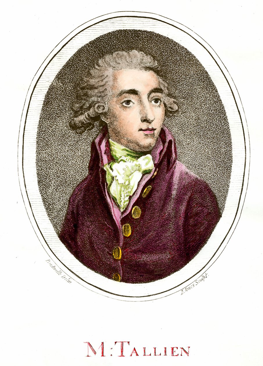 Francouzská revoluce: Portrét Jean Lambert (Jean-Lambert) Tallian (1767-1820) Francouzský revolucionář. Rytina 18. století. Soukromá sbírka od French School