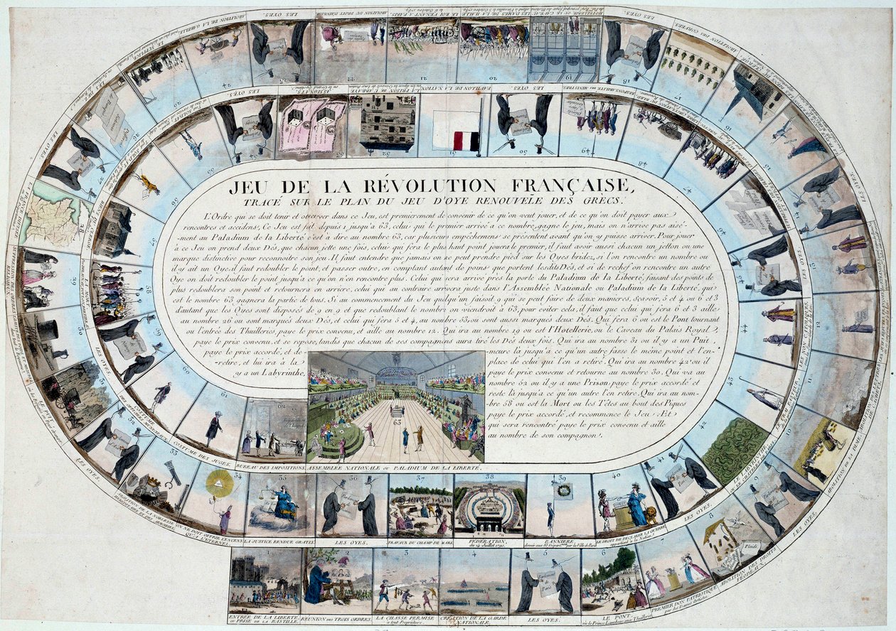 Francouzská revoluce: husí hra na konci 18. století s hlavními etapami revoluce od French School