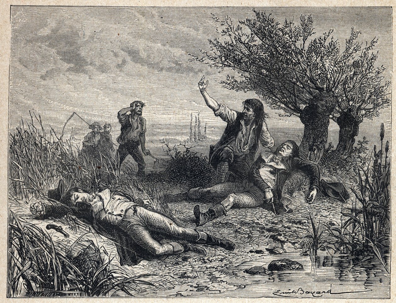 Francouzská revoluce: sebevražda otrávením politiků Francoise Buzota (1760-1794) a Jeroma Petiona de Villeneuve (1759-1794) od French School