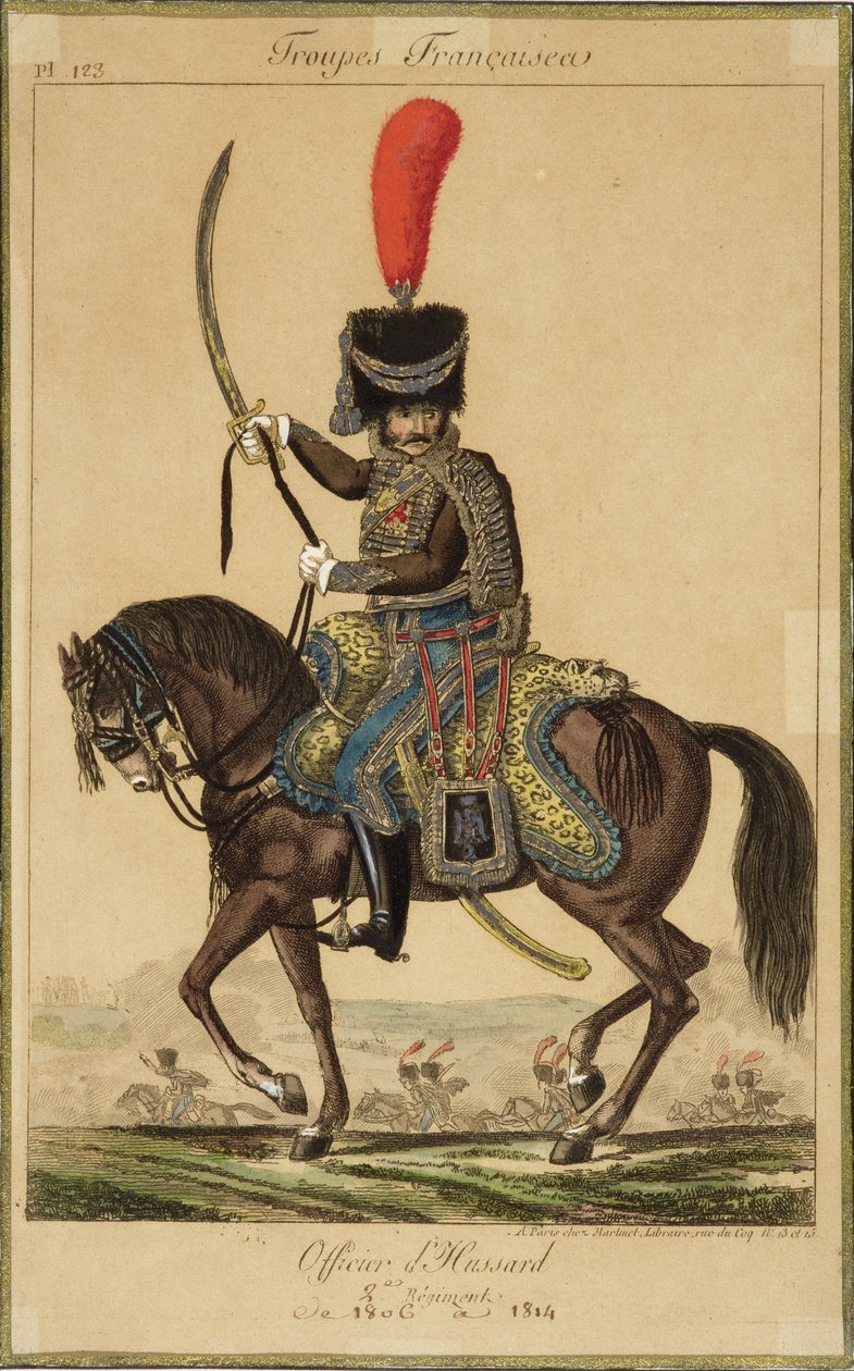 French Troops: An Officer of the Hussars, od 1806 do 1814, vydal Martinet Libraire, Paříž od French School