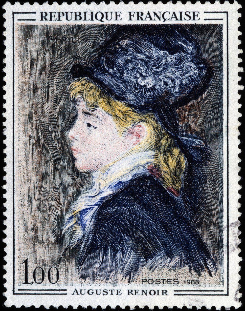 Francouzská známka s malbou od Auguste Renoira od French School
