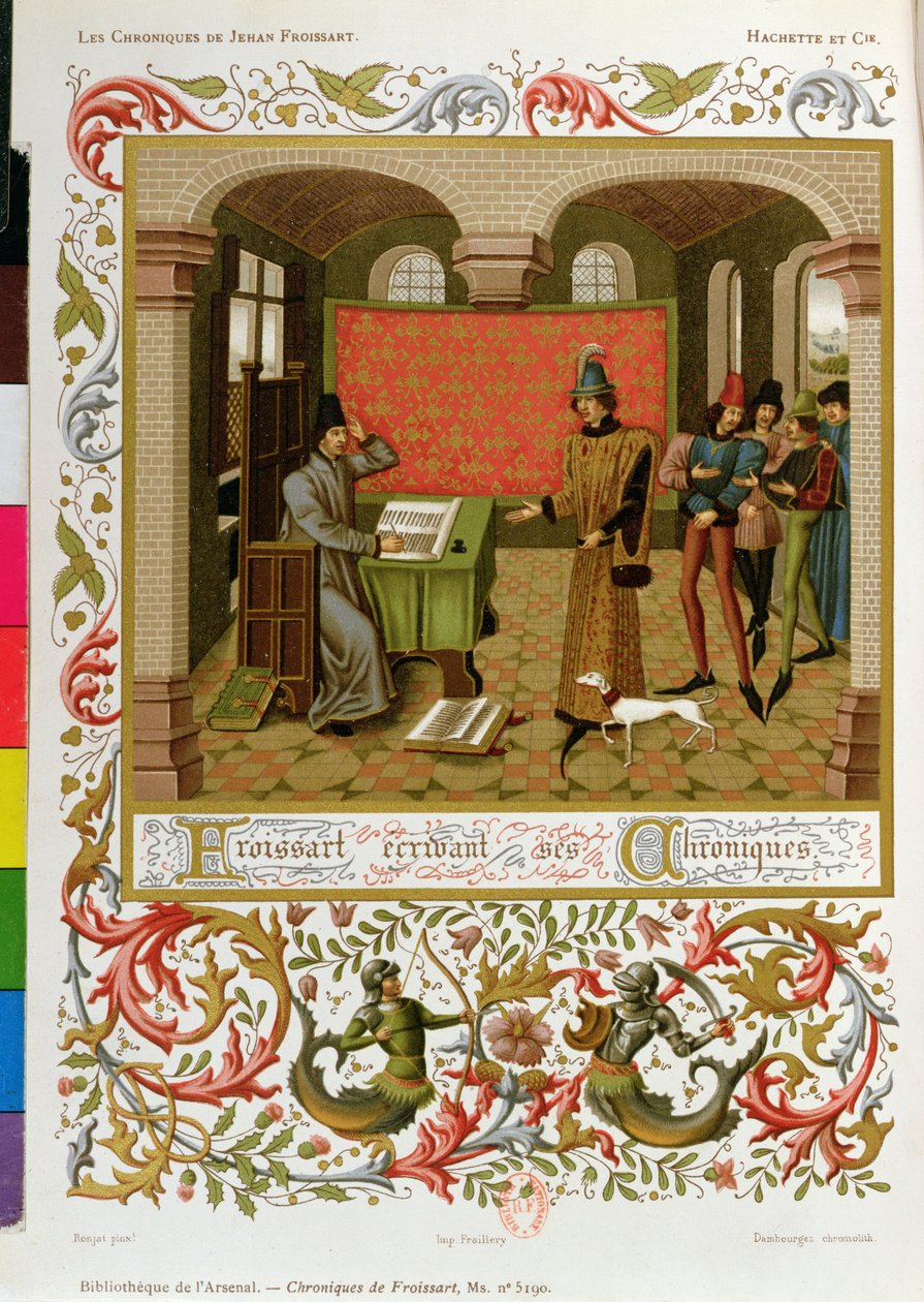 Froissart (1333-140001) píšící své kroniky (faksimile paní 5190) od French School