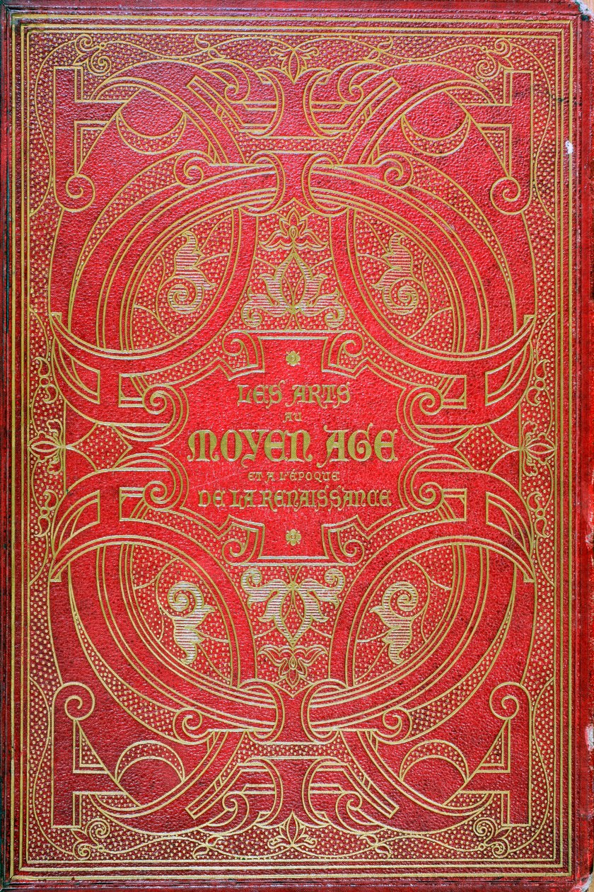 Přední strana obálky knihy Les Arts au Moyen Age, vydané Firminem Didotem v roce 1873 (kůže) od French School