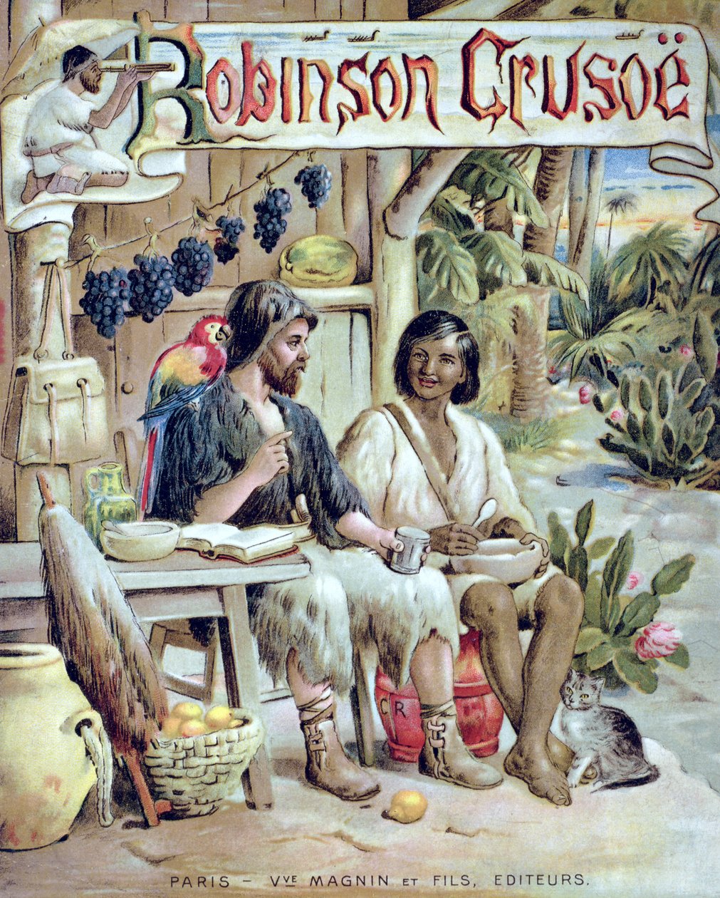 Přední strana obálky Robinson Crusoe od French School